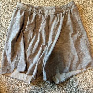 Grey mens lululemon surge shorts w/ liner, 6 inch inseam